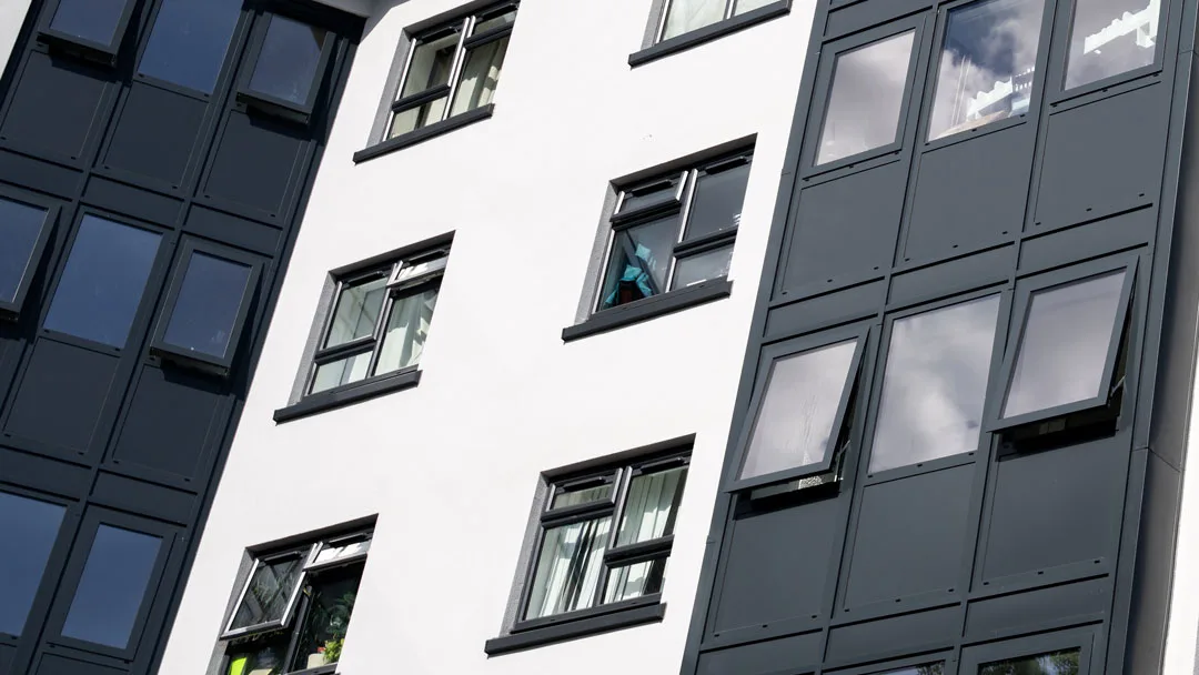 View of acoustic windows of Bradfield House & Greenfield House